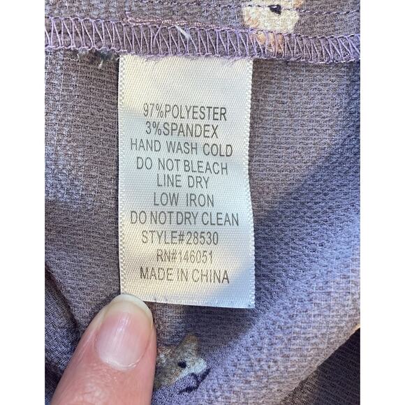 Monteau Small Womens Top Ruffles Purple Light Flowers Tie Bottom Style 28530 - Picture 5 of 8